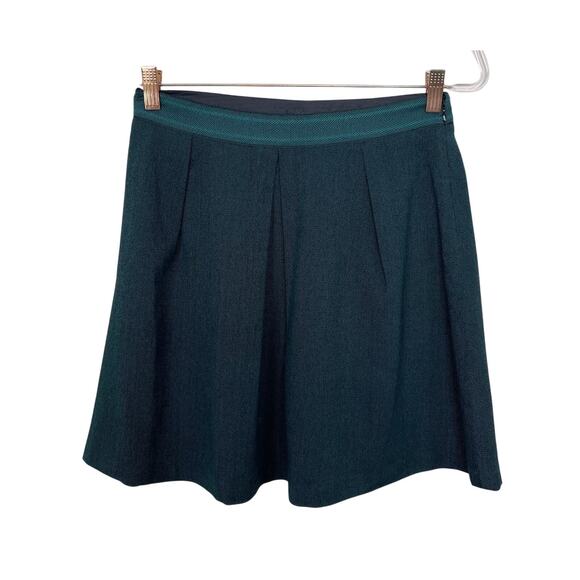 The Limited XSmall XS Green Black Tweed Flared Mini Skirt Pleated Detail Work - Picture 1 of 7